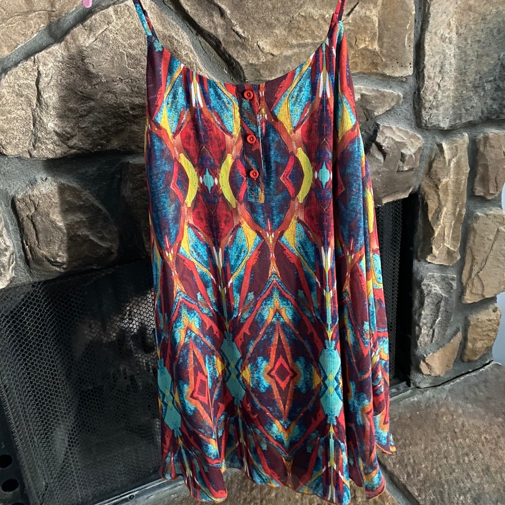 Alice + Olivia Rhi Multicolored Tribal Print Asymmetrical Sun Dress Small NWOT